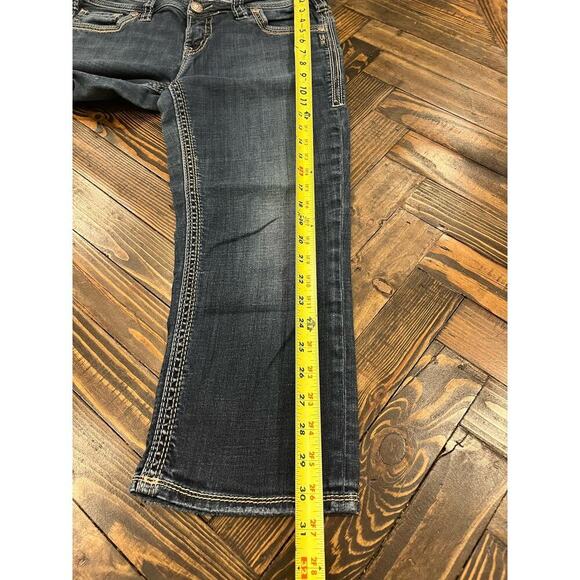 Silver Jeans Aiko Capri Women 33 Thick Stitch Y2K 90s Western Cowgirl Fringe - Picture 8 of 16